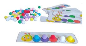 Jogo Educativo Pareamento Cores Autista Com Pompom Lagarta Jogo Educativo Pareamento Cores Autista Com Pompom Lagarta