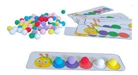 Jogo Educativo Pareamento Cores Autista Com Pompom Lagarta