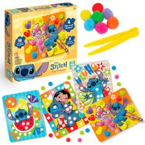 Jogo Educativo Pega Pom Pom Stitch Com 56 Pompons Para Desenvolvimento Sensorial