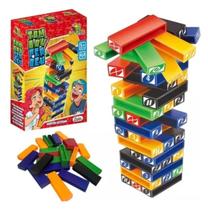 Jogo Educativo Tombou Perdeu Torre Empilha Blocos 45pçs Art Brink