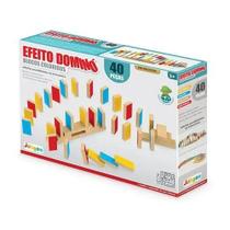 Jogo Efeito Domino Blocos Coloridos 40Pçs Madeira- JUNGES