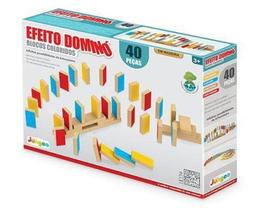 jogo Efeito Dominó Brinquedo Educativo Infantil 40 Pçs Mdf Junges