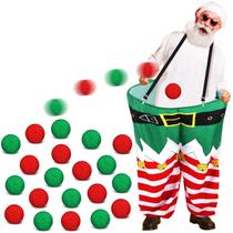 Jogo Elf Pants Toss Leitee com 20 bolas de neve vermelhas e verdes