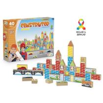 Jogo em Blocos de montar de Madeira Construção 40 peças