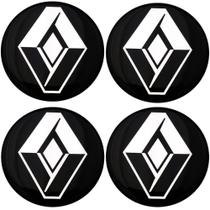 Jogo Emblema Calota Resinado Preto Renault 48Mm