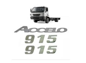 Jogo Emblema Caminhão Mb Accelo 915 Lateral + Frontal