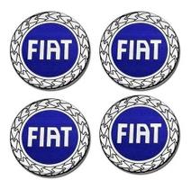 Jogo Emblema Resinado Fiat Azul Roda Calota Centro 48mm