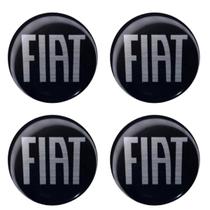 Jogo Emblema Resinado Fiat Preto Centro Calota De Roda 48mm
