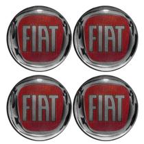 Jogo Emblema Resinado Fiat Vermelho Centro Calota De Roda 48mm