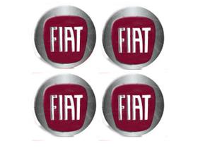 Jogo Emblema Resinado Fiat Vermelho Roda Calota Centro 48mm
