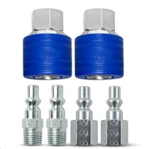 Jogo Engate Rápido Compressor 1 4 Npt Kit 6 Peças Conectores