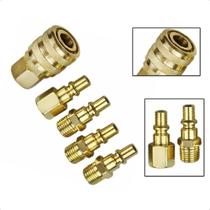 Jogo Engate Rápido Mangueira Ar Pneumático 1/4 Com 5 peças