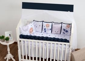 Jogo enxoval de berço com lençol e cabeceira princesa rosa