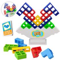 Jogo Equili Blocos Tetris Brinquedo Montar Raciocinio Educativo Lógico Coordenação Motora Equilibrio Competitivo Diversão Família Presente Infantil - MP SHOP