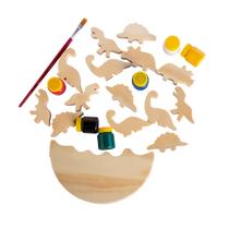 Jogo Equilíbrio dos Dinossauros com Kit Pintura Brinquedo Educativo Montessori