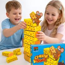 Jogo Equilíbrio Torre Queijo Cheese Stack Infantil Educativo Pedagógico Peças Empilhar Coordenação Motora Fina Concentração Presente Crianças 20 Bloco