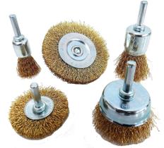 Jogo Escova De Aço Circular C/ Haste 5 Pçs P/ Furadeira - Brasfort Jogo Escova De Aço Circular C/ Haste 5 Pçs P/ Furadeira - Brasfort