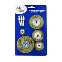 Jogo Escova de Aço Circular Com 5 Eecovas e 3 Hastes Jogo Escova de Aço Circular Com 5 Eecovas e 3 Hastes