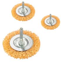 Jogo Escova De Aço Circular Com Haste 1/4'' Com 3 Peças Para Parafusadeira Jogo Escova De Aço Circular Com Haste 1/4'' Com 3 Peças Para Parafusadeira