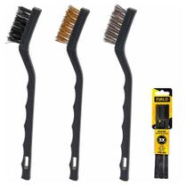 Jogo Escova de Aço Manual 175 mm 3 Peças Latão Aço Inox Nylon EVALD