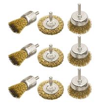 Jogo Escovas De Aço Circular Copo Pincel 9 Peças Furadeira