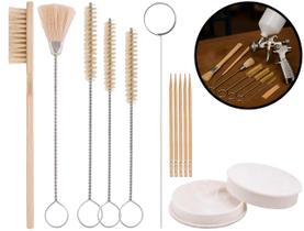 Jogo Escovas De Limpeza Manutenção Para Pistolas De Pintura Com Acessórios 12 Peças Vonder