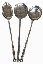 Jogo Escumadeira Concha Colher Alumínio Fundido 45cm 3 pçs