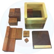 Jogo estojo complexo em madeira pinus