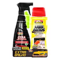 Jogo Extra Brilho Lavagem Shampoo+cera+pano Microfibra