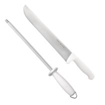 Jogo Faca 12 Polegadas e Chaira Amolador Mundial Cutelaria Açougue e Chef de Cozinha