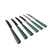 Jogo Faca Aço Inox Detalhes material sintético 6 Peças Talher Cozinha Mesa Cabo Detalhado