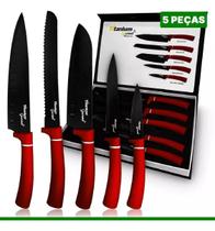 Jogo Faca Cozinha Faqueiro Inox Antiaderente Prime 05 Peças