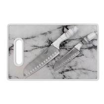 Jogo Faca Cozinha Inox Com Tabua De Corte