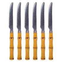 Jogo Faca de Mesa Bambu em Inox 6 Peças