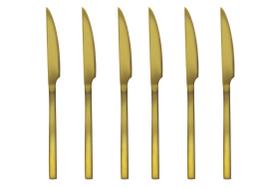 Jogo Faca De Mesa (Churrasco) Inox Dourado - 6 Unidades Jogo Faca De Mesa (Churrasco) Inox Dourado - 6 Unidades