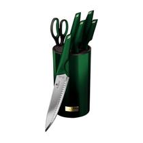 Jogo faca emerald green 7 peça suporte inox berlinger haus