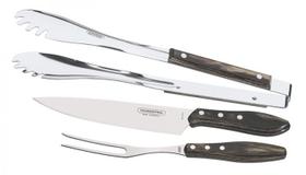 Jogo Faca Garfo Pegador Churrasco 3pc Polywood Tramontina