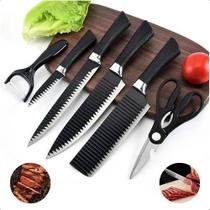 Jogo faca Kit de 6 Facas Churrasco inox cozinha Profissional Antiaderente-envio ...