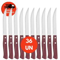 Jogo Faca Mesa Refeição Talher Em Aço Inox Cabo Madeira Casa Restaurante Churrascaria Bar Buffet