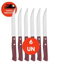 Jogo Faca Mesa Refeição Talher Em Aço Inox Cabo Madeira Casa Restaurante Churrascaria Bar Buffet