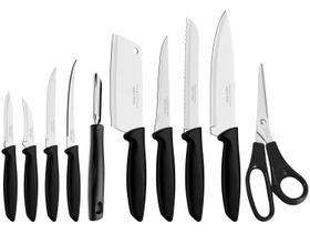 Jogo Facas 10 PeÇas Plenus Preto Laminas AÇo Inox Tramontina