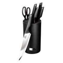 Jogo facas black silver suporte inox 7 peças berlinger haus Jogo facas black silver suporte inox 7 peças berlinger haus