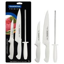 Jogo Facas Chaira Premium Tramontina Inox/ Branco 3 Peças