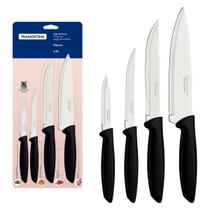 Jogo Facas Plenus Tramontina Inox/Preto 4 Peças