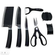 Jogo Facas Profissional Chef De Cozinha Shark Tubarão 7 Peças Jogo Facas Profissional Chef De Cozinha Shark Tubarão 7 Peças