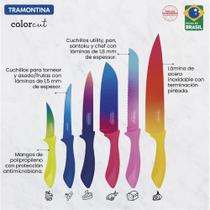 Jogo Facas Tramontina Colorcut Inox e Cabos Pintado 06 Peças