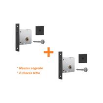 Jogo fechadura auxiliar trava segurança tetra stam 1004 preta preto 40mm quadrada segredos iguais dupla par Jogo fechadura auxiliar trava segurança tetra stam 1004 preta preto 40mm quadrada segredos iguais dupla par