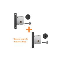 Jogo fechadura auxiliar trava segurança tetra stam 1004 preta redonda 40 mm segredos iguais dupla par Jogo fechadura auxiliar trava segurança tetra stam 1004 preta redonda 40 mm segredos iguais dupla par