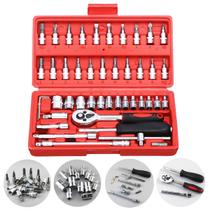 Jogo Ferramentas Chaves Catraca Reversível Soquetes 46 Peças Jogo Ferramentas Chaves Catraca Reversível Soquetes 46 Peças