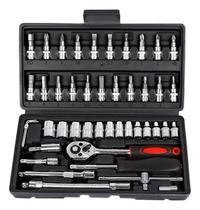 Jogo Ferramentas Chaves Catraca Reversível Soquetes 46 Peças Jogo Ferramentas Chaves Catraca Reversível Soquetes 46 Peças